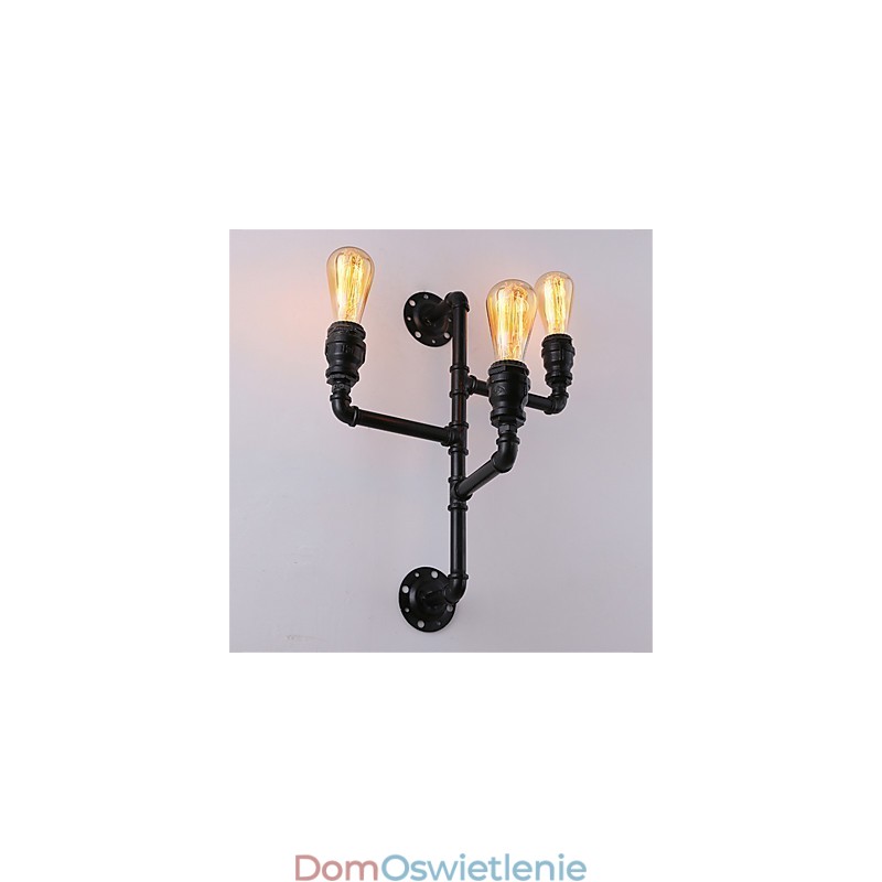Vintage Industrial Pipe Wall Lights Black Creative Lights Restaurant Cafe Bar Decoration lighting With 3 Lights Painted Finish