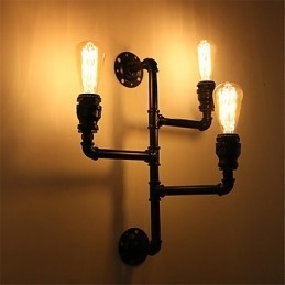 Vintage Industrial Pipe Wall Lights Black Creative Lights Restaurant Cafe Bar Decoration lighting With 3 Lights Painted Finish