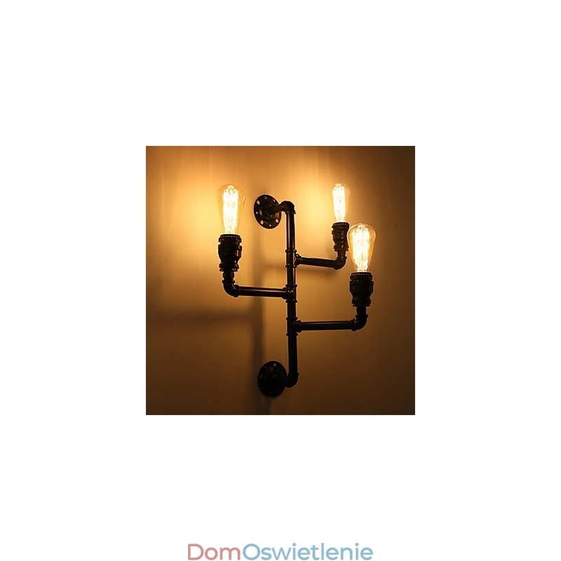 Vintage Industrial Pipe Wall Lights Black Creative Lights Restaurant Cafe Bar Decoration lighting With 3 Lights Painted Finish