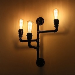 Vintage Industrial Pipe Wall Lights Black Creative Lights Restaurant Cafe Bar Decoration lighting With 3 Lights Painted Finish