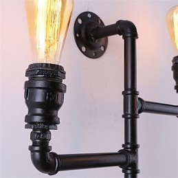 Vintage Industrial Pipe Wall Lights Black Creative Lights Restaurant Cafe Bar Decoration lighting With 3 Lights Painted Finish