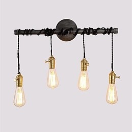 Vintage Industrial Pipe Wall Lights Z przełącznikiem Kreatywne oświetlenie Restauracja Kawiarnia Bar Dekoracja oświetlenie Z 4 światłami Wykończenie malowane