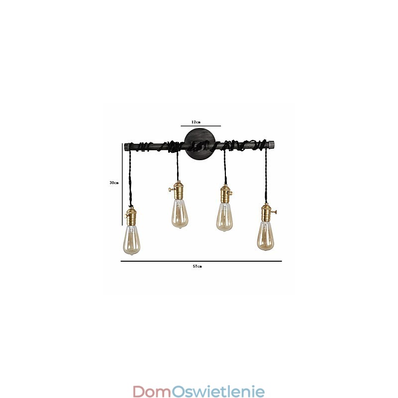 Vintage Industrial Pipe Wall Lights Z przełącznikiem Kreatywne oświetlenie Restauracja Kawiarnia Bar Dekoracja oświetlenie Z 4 światłami Wykończenie malowane