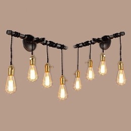 Vintage Industrial Pipe Wall Lights Z przełącznikiem Kreatywne oświetlenie Restauracja Kawiarnia Bar Dekoracja oświetlenie Z 4 światłami Wykończenie malowane