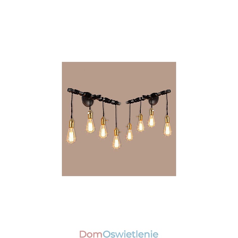 Vintage Industrial Pipe Wall Lights Z przełącznikiem Kreatywne oświetlenie Restauracja Kawiarnia Bar Dekoracja oświetlenie Z 4 światłami Wykończenie malowane