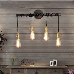 Vintage Industrial Pipe Wall Lights Z przełącznikiem Kreatywne oświetlenie Restauracja Kawiarnia Bar Dekoracja oświetlenie Z 4 światłami Wykończenie malowane