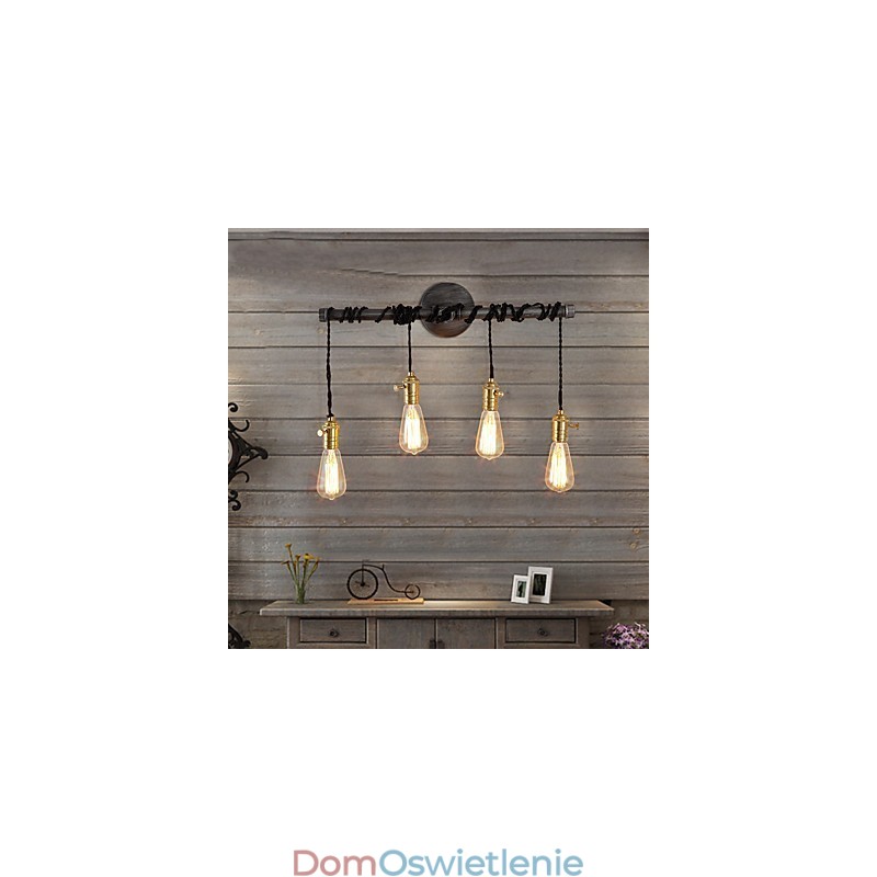 Vintage Industrial Pipe Wall Lights Z przełącznikiem Kreatywne oświetlenie Restauracja Kawiarnia Bar Dekoracja oświetlenie Z 4 światłami Wykończenie malowane