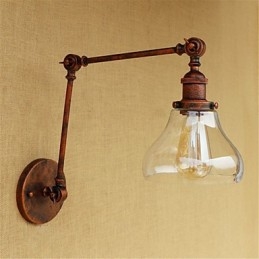 Wiejski retro galwanizowany element do ochrony oczu w stylu mini, światło otoczenia, wahadłowe oświetlenie ścienne