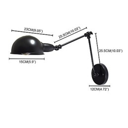 Buzz składana lampa ścienna z żelaza, głupia czarna lampa świetlna na ścianie w stylu europejskim w stylu amerykańskim