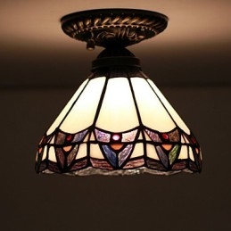 Europejskie wiejskie kreatywne sztuki witrażowe absorbują światło lampy kopuły