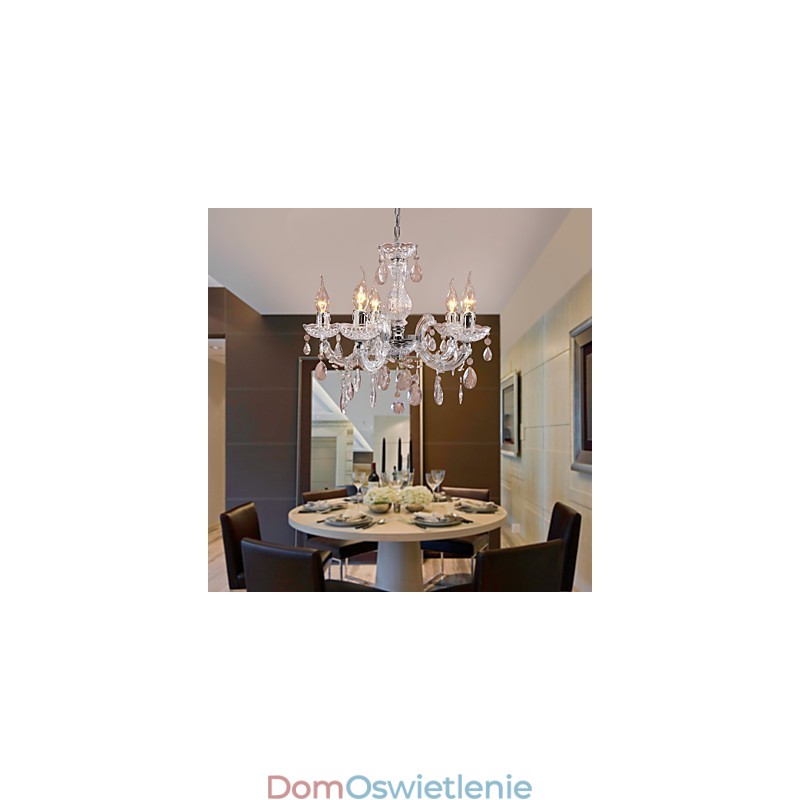 Lampa sufitowa chromowana Upligh, lampa wisząca na świecę, akrylowa, żyrandol
