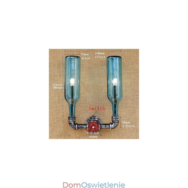 Retro Industrial Wind Switch Water Bottle Wall Lamp Wall Light Blue