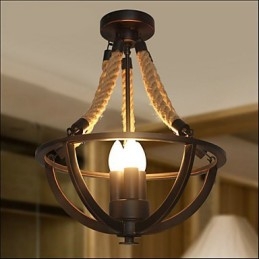 Amerykańska lampa sufitowa retro prosta lina