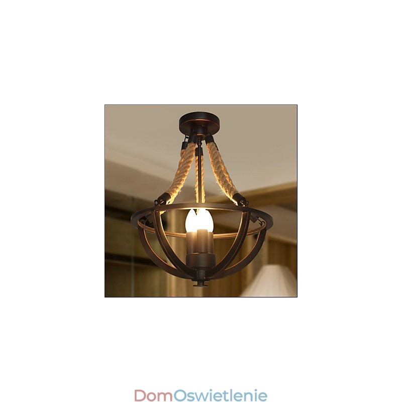 Amerykańska lampa sufitowa retro prosta lina