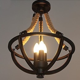 Amerykańska lampa sufitowa retro prosta lina