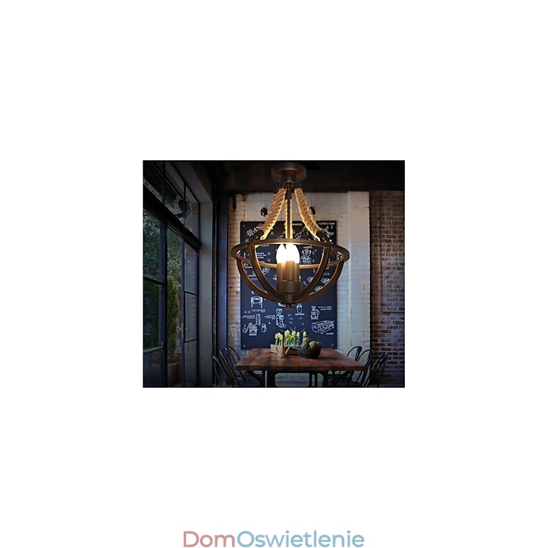 Amerykańska lampa sufitowa retro prosta lina