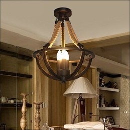 Amerykańska lampa sufitowa retro prosta lina