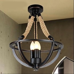 Amerykańska lampa sufitowa retro prosta lina