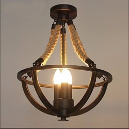 Amerykańska lampa sufitowa retro prosta lina