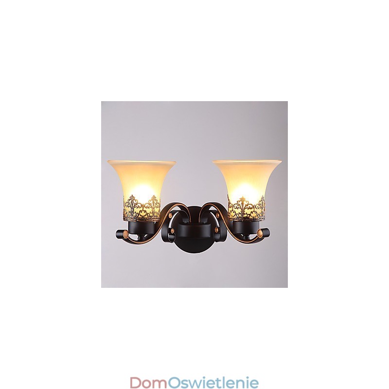 Podwójna głowica amerykańskiej rustykalnej metalowej lampy ściennej ze szkła do jadalni, salonu, przedpokoju, dekoracji ściennej