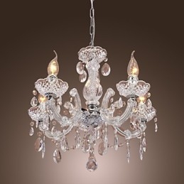 Lampa sufitowa chromowana Upligh, lampa wisząca na świecę, akrylowa, żyrandol
