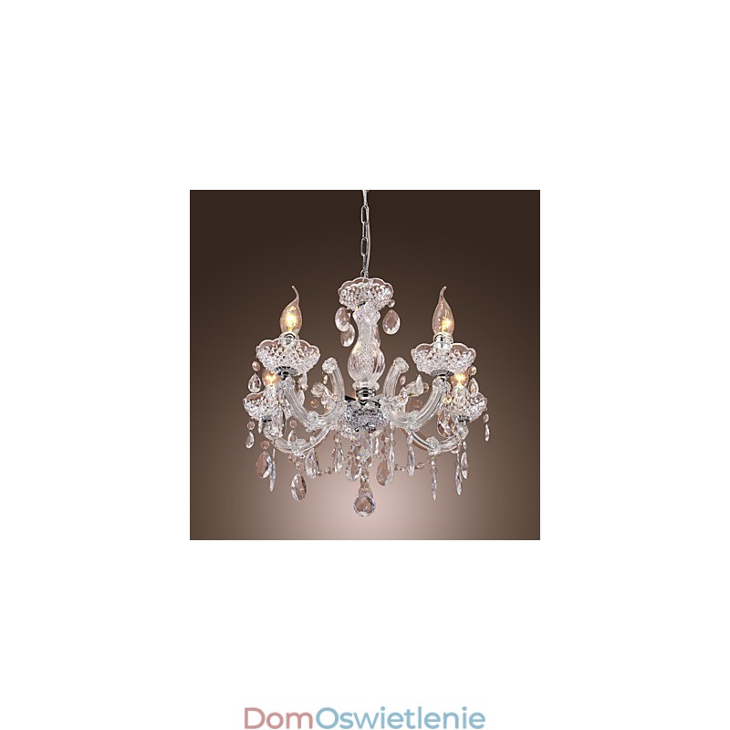 Lampa sufitowa chromowana Upligh, lampa wisząca na świecę, akrylowa, żyrandol