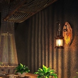 Pojedyncza głowica przemysłowa Vintage Retro drewniana metalowa malowana lampa ścienna do domu hotelowego korytarza dekoracja ścienna