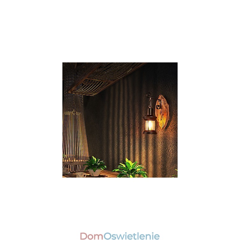 Pojedyncza głowica przemysłowa Vintage Retro drewniana metalowa malowana lampa ścienna do domu hotelowego korytarza dekoracja ścienna