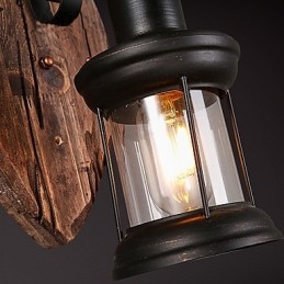 Pojedyncza głowica przemysłowa Vintage Retro drewniana metalowa malowana lampa ścienna do domu hotelowego korytarza dekoracja ścienna