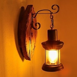 Pojedyncza głowica przemysłowa Vintage Retro drewniana metalowa malowana lampa ścienna do domu hotelowego korytarza dekoracja ścienna
