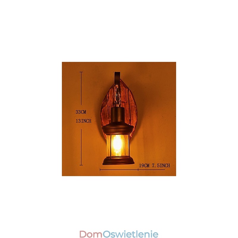 Pojedyncza głowica przemysłowa Vintage Retro drewniana metalowa malowana lampa ścienna do domu hotelowego korytarza dekoracja ścienna