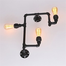 Vintage Industrial Pipe Wall Lights Black Creative Lights Restaurant Cafe Bar Decoration lighting With 3 Lights Painted Finish