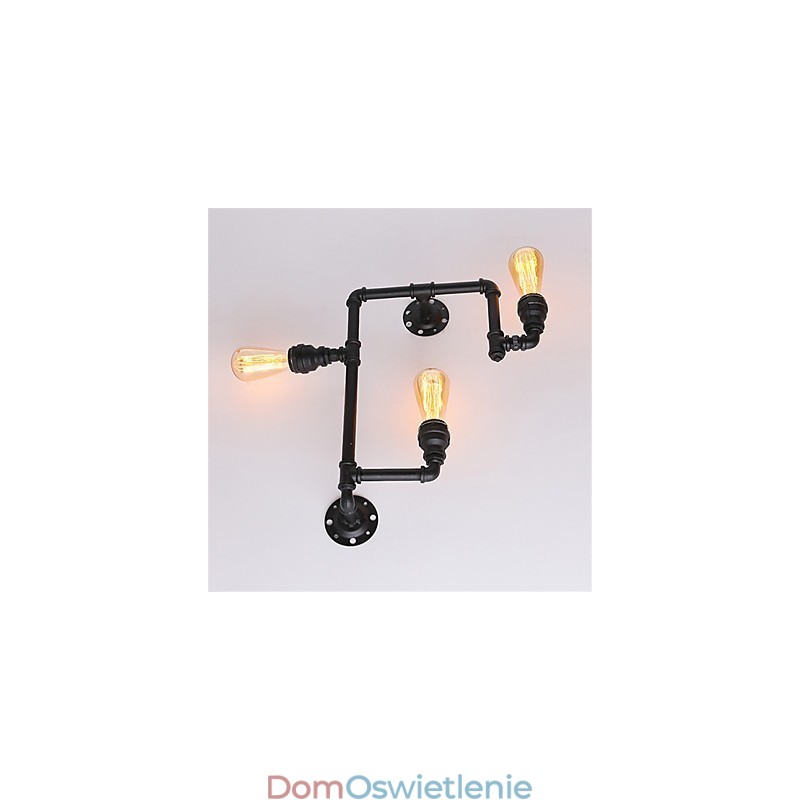 Vintage Industrial Pipe Wall Lights Black Creative Lights Restaurant Cafe Bar Decoration lighting With 3 Lights Painted Finish