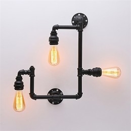 Vintage Industrial Pipe Wall Lights Black Creative Lights Restaurant Cafe Bar Decoration lighting With 3 Lights Painted Finish