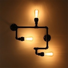 Vintage Industrial Pipe Wall Lights Black Creative Lights Restaurant Cafe Bar Decoration lighting With 3 Lights Painted Finish