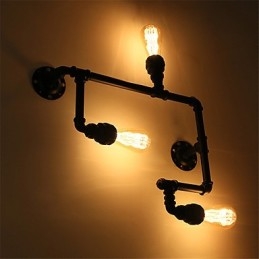 Vintage Industrial Pipe Wall Lights Black Creative Lights Restaurant Cafe Bar Decoration lighting With 3 Lights Painted Finish