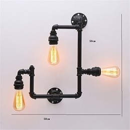 Vintage Industrial Pipe Wall Lights Black Creative Lights Restaurant Cafe Bar Decoration lighting With 3 Lights Painted Finish