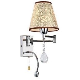 Kinkiet do sypialni Lampa do czytania Lampa z tkaniny Nowoczesna współczesna rustykalna chromowana cecha dla kryształowego ramienia obrotowego