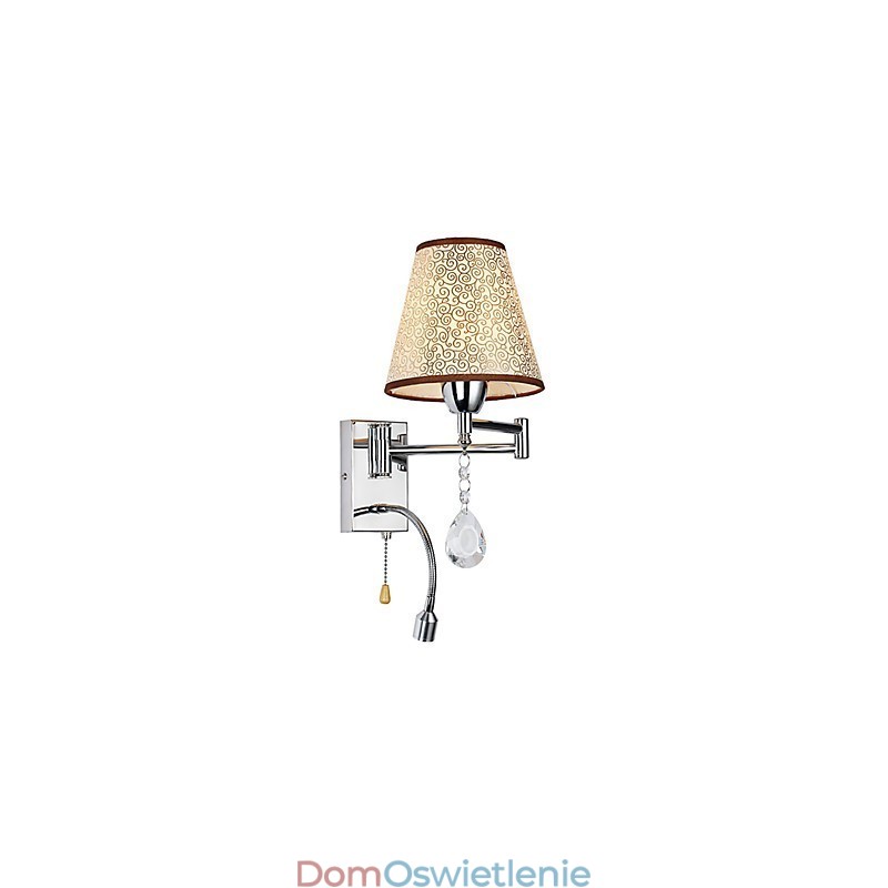 Kinkiet do sypialni Lampa do czytania Lampa z tkaniny Nowoczesna współczesna rustykalna chromowana cecha dla kryształowego ramienia obrotowego