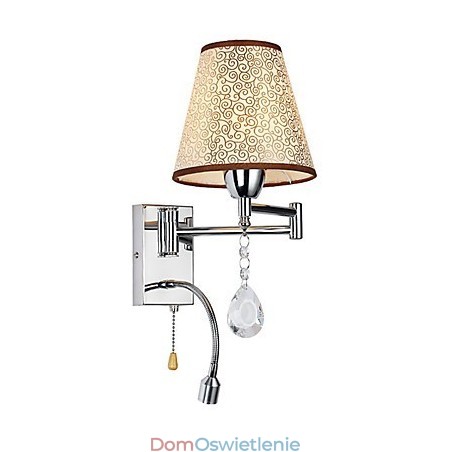 Kinkiet do sypialni Lampa do czytania Lampa z tkaniny Nowoczesna współczesna rustykalna chromowana cecha dla kryształowego ramienia obrotowego Kinkiet do sypialni Lampa do czytania Lampa z tkaniny Nowoczesna współczesna rustykalna chromowana cecha dla kryształowego ramienia obrotowego