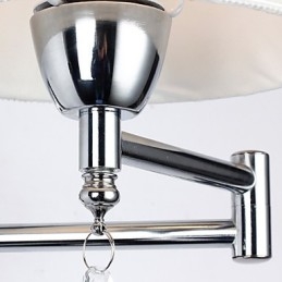 Kinkiet do sypialni Lampa do czytania Lampa z tkaniny Nowoczesna współczesna rustykalna chromowana cecha dla kryształowego ramienia obrotowego