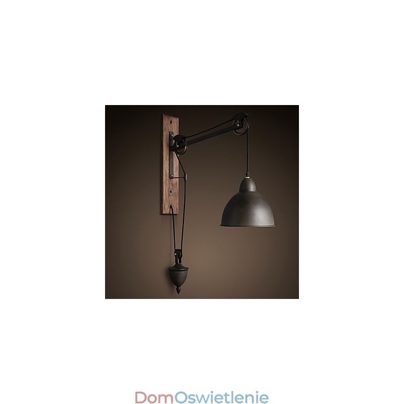 Amerykańska lampa ścienna w stylu rustykalnym, retro, kreatywna, drewniana lampa ścienna z kołem pasowym