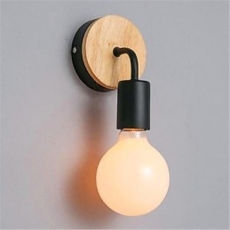 Nowoczesna minimalistyczna kreatywna osobowość drewniana lampa żelazna korytarz balkon sypialnia lampka nocna żelazna lampa ścienna