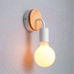 Nowoczesna minimalistyczna kreatywna osobowość drewniana lampa żelazna korytarz balkon sypialnia lampka nocna żelazna lampa ścienna
