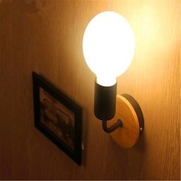 Nowoczesna minimalistyczna kreatywna osobowość drewniana lampa żelazna korytarz balkon sypialnia lampka nocna żelazna lampa ścienna