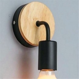 Nowoczesna minimalistyczna kreatywna osobowość drewniana lampa żelazna korytarz balkon sypialnia lampka nocna żelazna lampa ścienna
