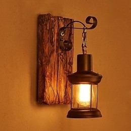 Pojedyncza głowica przemysłowa Vintage Retro drewniana metalowa malowana lampa ścienna do domu hotelowego korytarza dekoracja ścienna