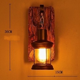 Pojedyncza głowica przemysłowa Vintage Retro drewniana metalowa malowana lampa ścienna do domu hotelowego korytarza dekoracja ścienna