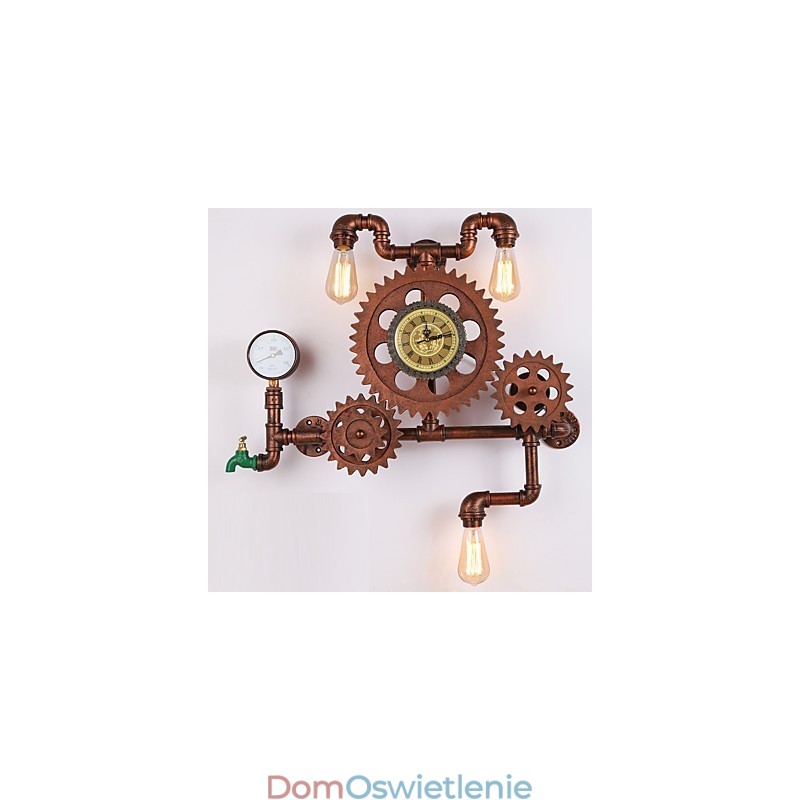Vintage Industrial Pipe Wall Lights Wood Gear Shape Kreatywne obrotowe światła Restauracja Kawiarnia Bar Dekoracja oświetlenie