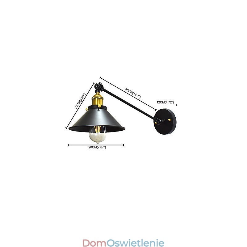 Buzz Wall Żelazna lampa ścienna Głupia czarna lampa świetlna na ścianie